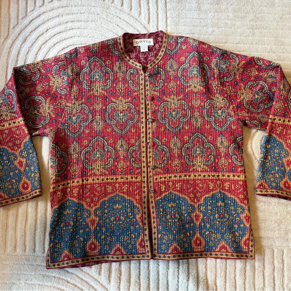 Orvis Red and Blue Patterned Utility Jacket